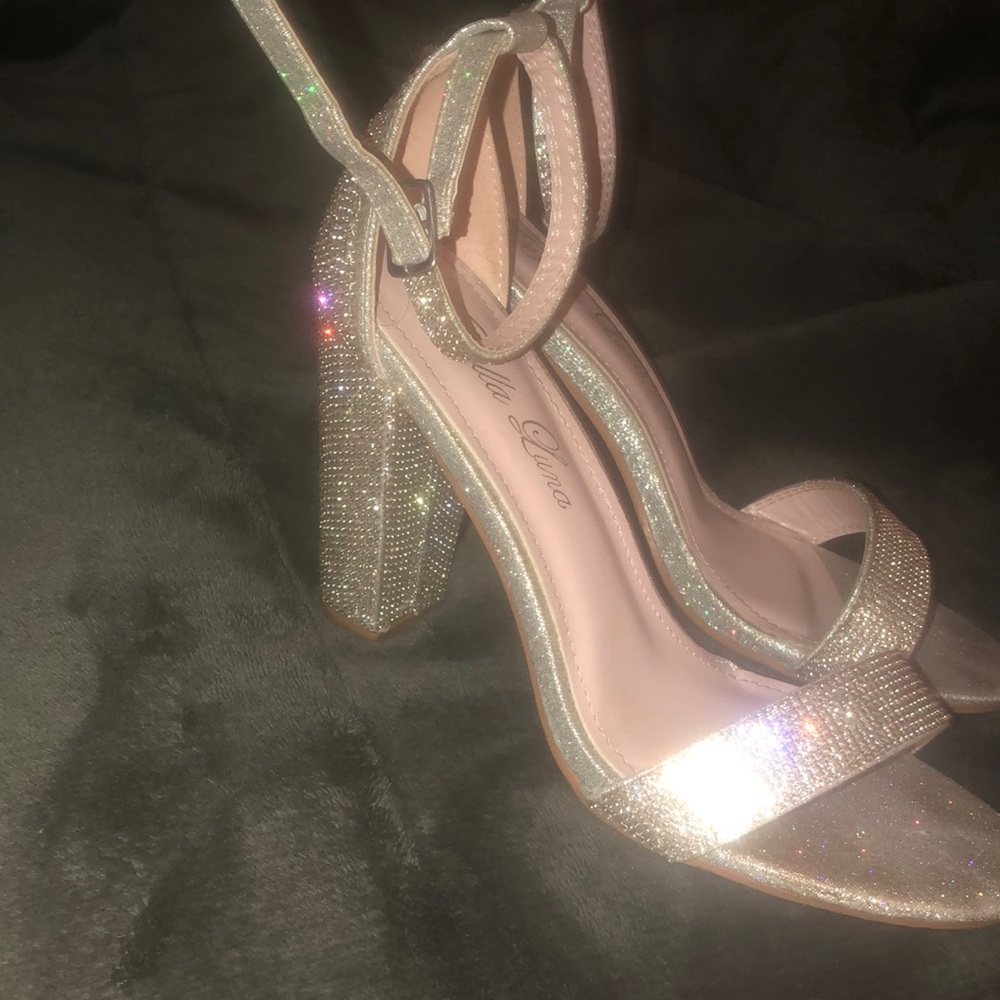 7.5 size Bella Luna heels. Only worn once! Very comfortable & beautiful.